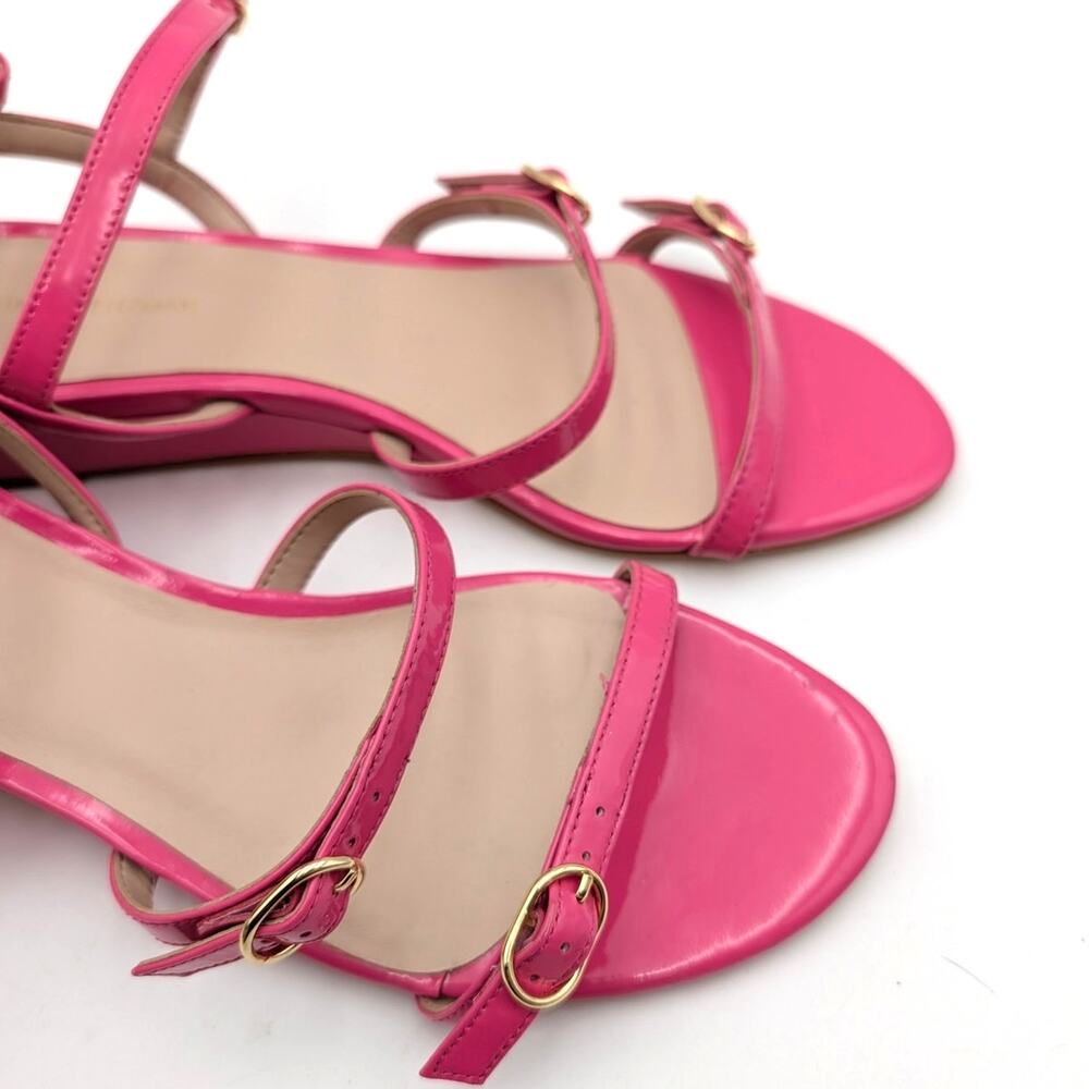 Stuart Weitzman Grecian Buckle Wedge Sandal Women's Peonia Size US9B EU39.5 - Picture 7 of 13
